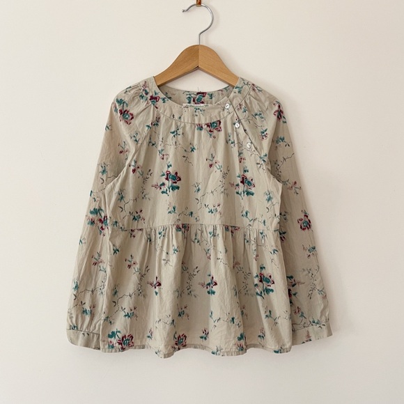 BONPOINT PARIS 🇫🇷 Liberty Style Floral Painterly Cotton Long Sleeve Blouse
